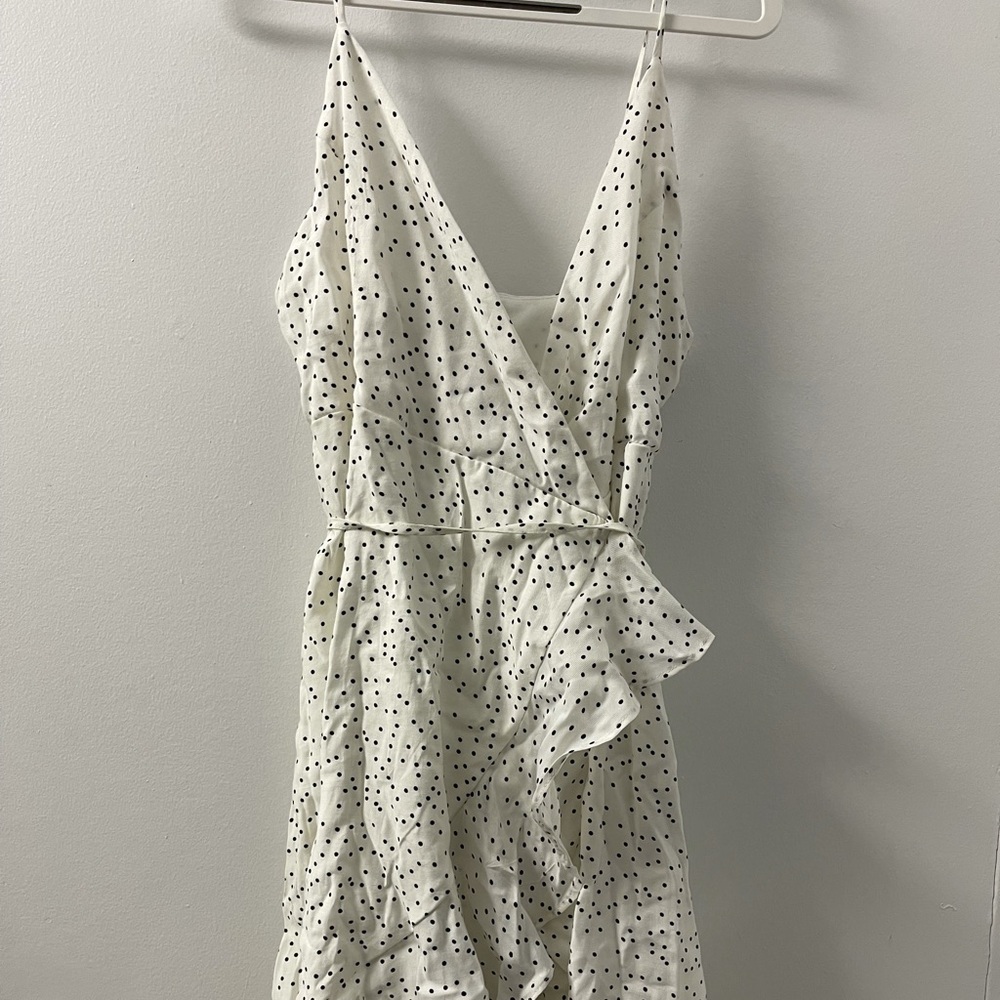 Polka dot ruffled midi dress